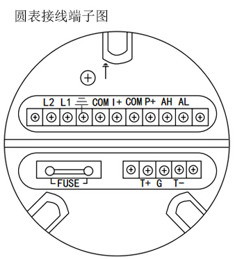 智能电磁流量计圆表接线端子图